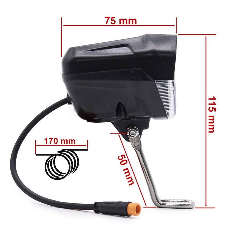 Schwarzer 12-72V LED-Scheinwerfer mit Hupe und wasserdichtem Stecker - Image 3