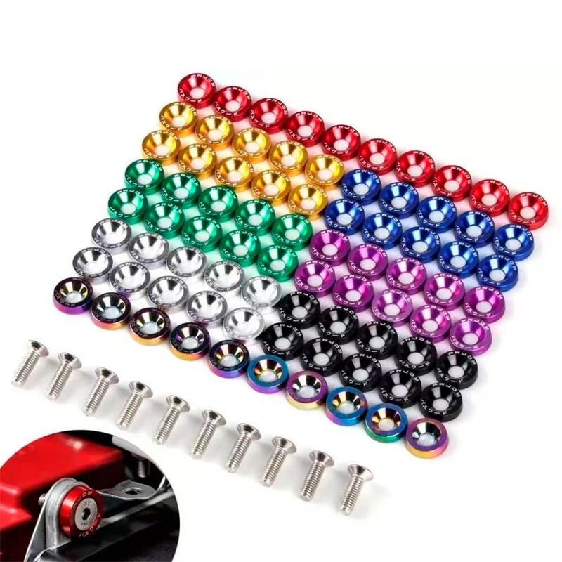 Rote JDM-Unterlegscheibe mit M6x16-Schrauben - 10 Stück - Image 3