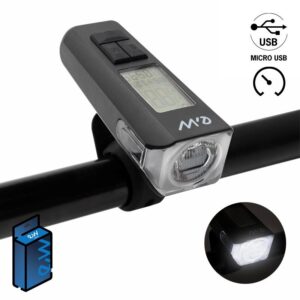 EWL011 Wiederaufladbares LED-Frontlicht mit Geschwindigkeits-, Temperatur-, Zeit- und km-Anzeige